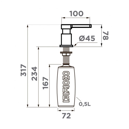 Дозатор для жидкого мыла Omoikiri OM-05 GM (воронен. стать)
