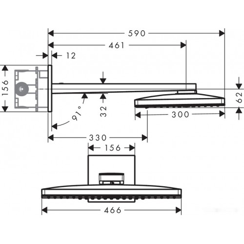 Душевая система Hansgrohe Rainmaker Select 460 2jet 24005600 (черный/хром)
