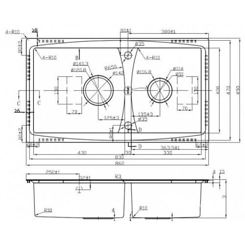 Кухонная мойка Oulin OL-S8203