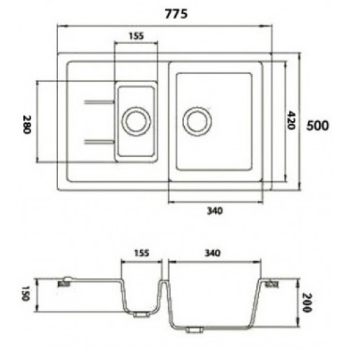 Кухонная мойка GranFest Quadro GF-Q775KL (черный)