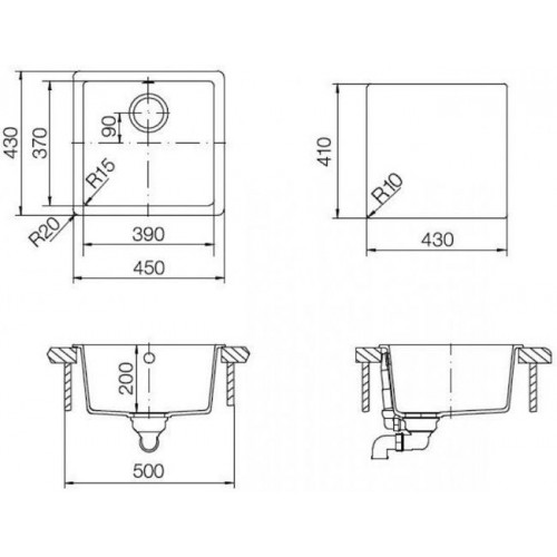 Кухонная мойка Schock Quadro 50 (N-100S) лунный камень