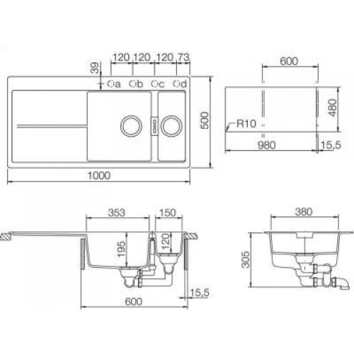 Кухонная мойка Schock Horizont 60D (D-150) магнолия
