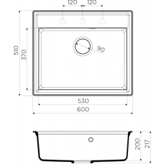 Кухонная мойка Omoikiri Daisen 60-BL (черный)