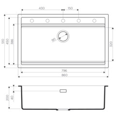 Кухонная мойка Omoikiri Kitagawa 86-LB-GB графит
