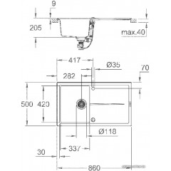 Кухонная мойка Grohe K400 50-C 86/50 1.0 31640AT0 (серый гранит)