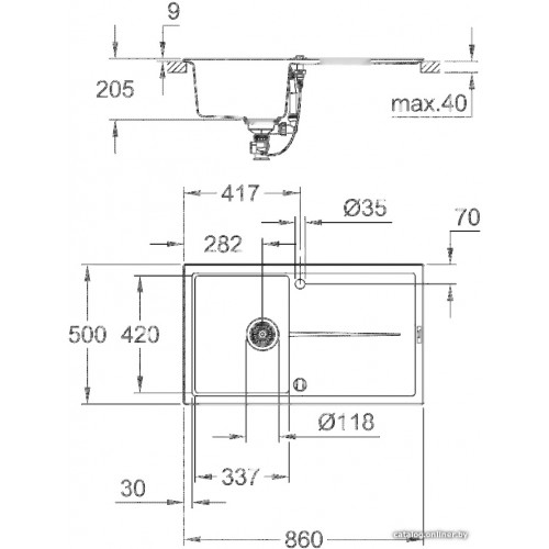 Кухонная мойка Grohe K400 50-C 86/50 1.0 31640AP0 (черный гранит)