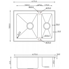 Кухонная мойка Zorg GS 6750-2 (черный)