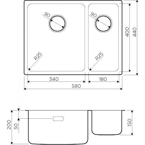 Кухонная мойка Omoikiri Tadzava 58-2-U/IF IN-L