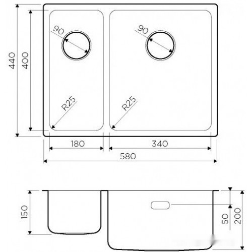 Кухонная мойка Omoikiri Tadzava 58-2-U/IF IN-R