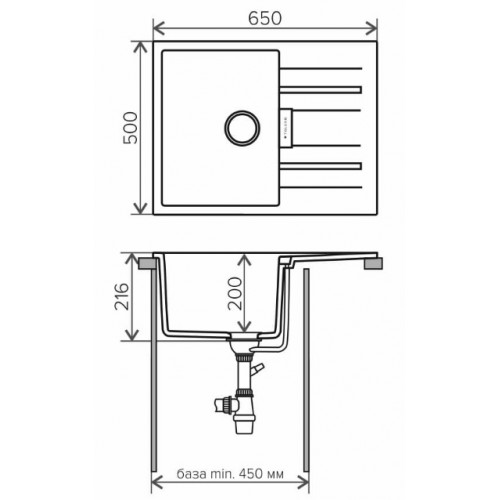 Кухонная мойка Tolero Loft TL-650 серый металлик №001