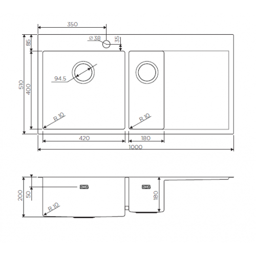 Кухонная мойка Omoikiri Akisame 100-2-LG-R