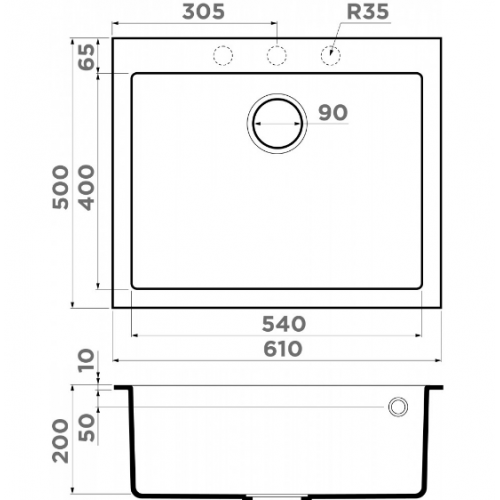 Кухонная мойка Omoikiri Bosen 61-BL (черный)