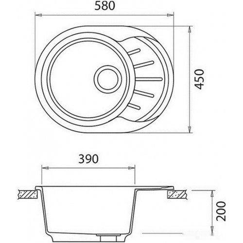 Кухонная мойка GranFest Rondo GF-R580L (иней)