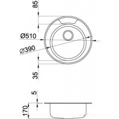 Кухонная мойка Elleci Sky Round 510 Satinata