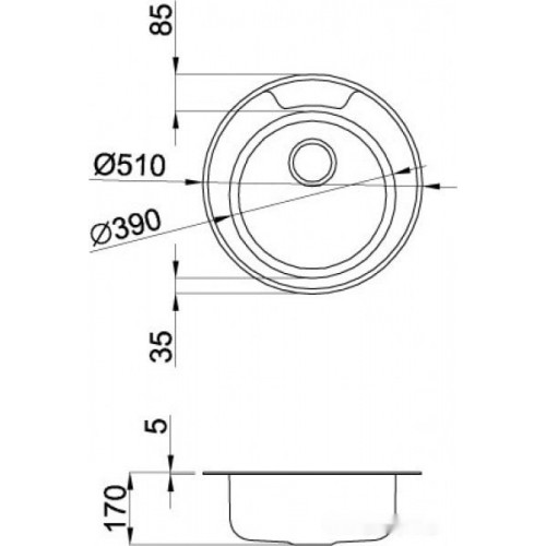 Кухонная мойка Elleci Sky Round 510 Satinata