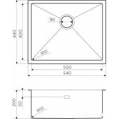 Кухонная мойка Omoikiri Taki 54-U/IF-GM ворон.сталь 4973107