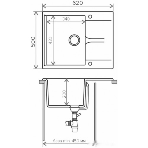 Кухонная мойка Polygran Gals 620 (опал 328)