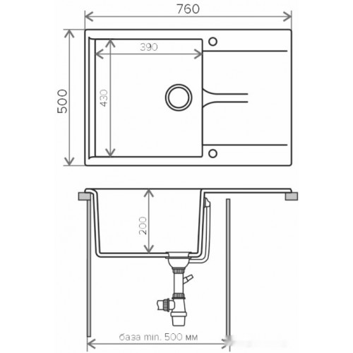 Кухонная мойка Polygran Gals 760 (опал 328)