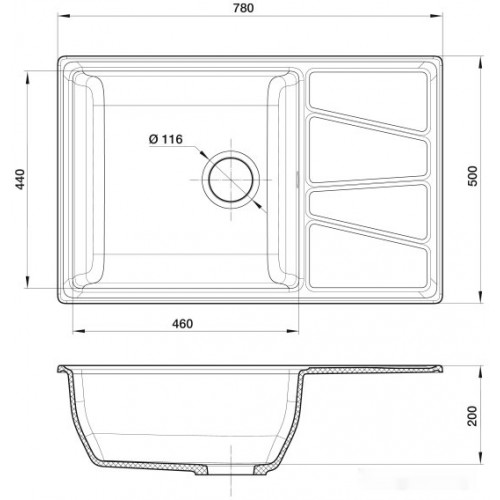 Кухонная мойка GranFest GF-V-780L (песочный)