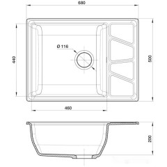 Кухонная мойка GranFest GF-V-680L (черный)