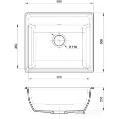 Кухонная мойка GranFest GF-V-580 (черный)