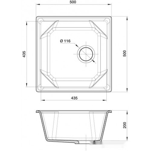 Кухонная мойка GranFest GF-U-500 (черный)