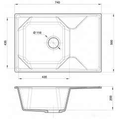 Кухонная мойка GranFest GF-U-740L (белый)