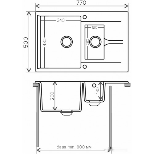 Кухонная мойка Polygran Brig-770 (песочный 302)