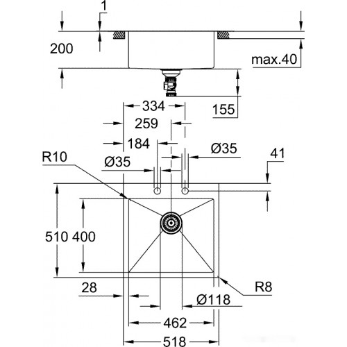 Кухонная мойка Grohe K800 60-S 51,8/51 1.0 31583SD1