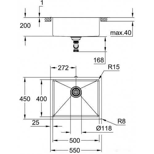 Кухонная мойка Grohe K700U 60-S 54,4/44,4 1.0 31574SD1