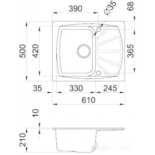 Кухонная мойка Elleci Living 125 Pietra Antica G61