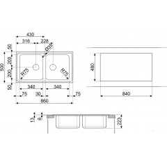 Кухонная мойка Smeg LLR862-2
