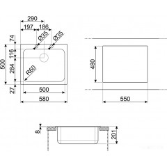 Кухонная мойка Smeg VS50P3