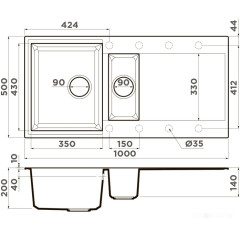 Кухонная мойка Omoikiri Sakaime 100-2 BL (черный)