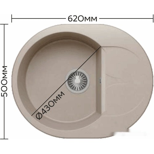 Кухонная мойка Polygran Atol-620 (белый хлопок 36)