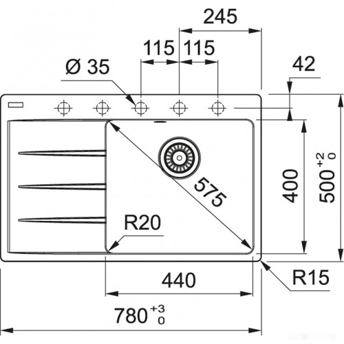 Кухонная мойка Franke Centro CNG 611/211-78 TL Fragranite 114.0639.725 (белый)