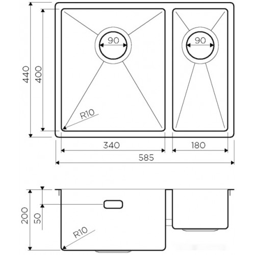 Кухонная мойка Omoikiri 58-2-U/IF IN-R