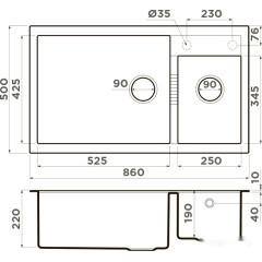 Кухонная мойка Omoikiri Tedori 86-2-LB GR (leningrad grey)