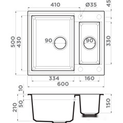 Кухонная мойка Omoikiri Sakaime 60-2 BL (черный)