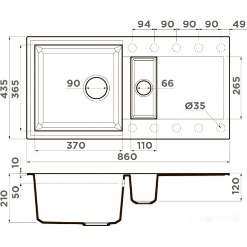 Кухонная мойка Omoikiri Sakaime 86-2-GR leningrad grey 4993560