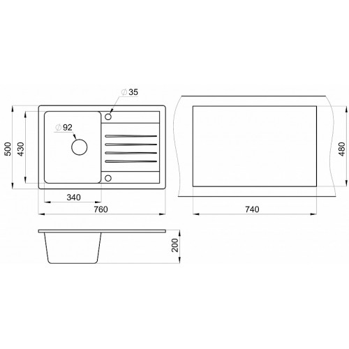 Кухонная мойка Granula ST-7602 (базальт)