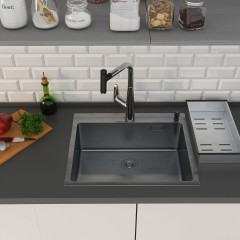 Кухонная мойка Roxen Simple 560220-60B (набор с коландером и дозатором)