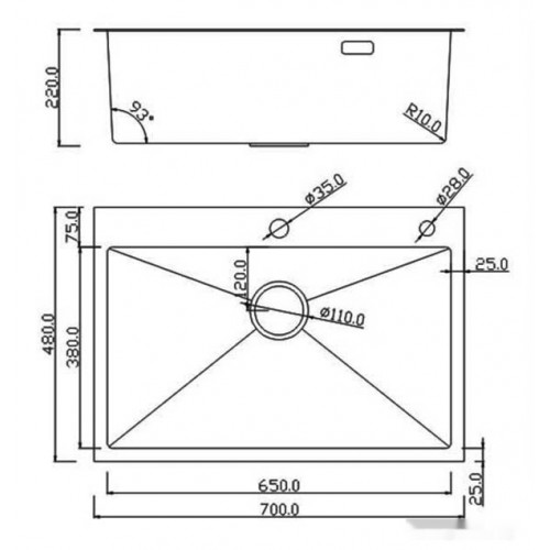 Кухонная мойка Roxen Simple 560220-70