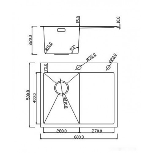 Кухонная мойка Roxen Vespa 560230-60LB