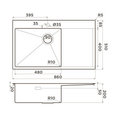 Кухонная мойка Omoikiri Akisame 86-LG-L Side светлое золото