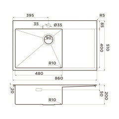 Кухонная мойка Omoikiri Akisame 86 Side IN-L 4997031 (нержавеющая сталь)