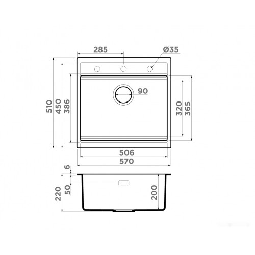 Кухонная мойка Omoikiri Kitagawa 57 GB (графит)