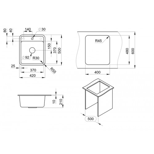 Кухонная мойка Granula ST-4202 (Графит)