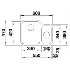 Кухонная мойка Blanco Ypsilon 550-U (чаша справа) клапан-автомат