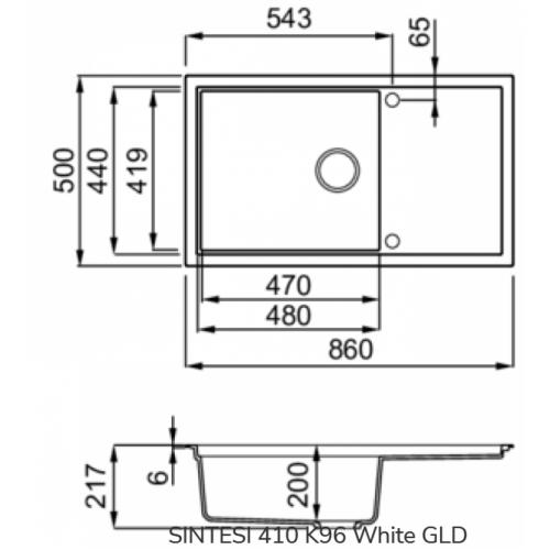 Кухонная мойка Elleci Sintesi 410 K96 White GLD